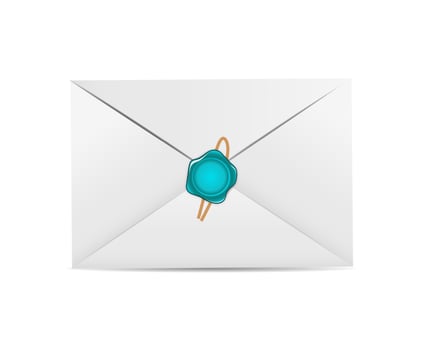 White Envelope Icon with Wax Seal Vector Illustration