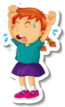Sticker template with a girl cartoon character isolated vector