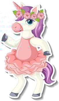 Cute unicorn stickers with a purple unicorn cartoon character vector