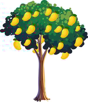 Yellow mango tree isolated on white background vector