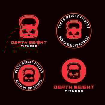 Fitness skull kettlebell logo template vector
