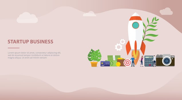 launch startup business concept with rocket vector