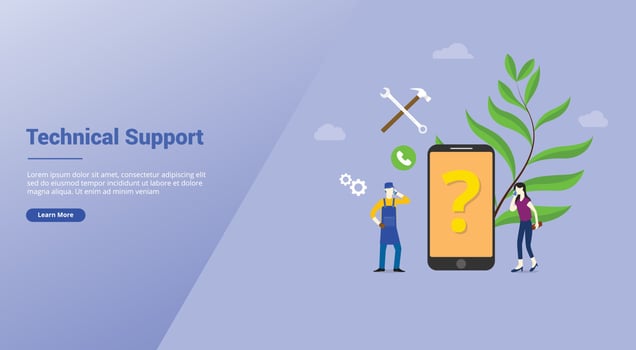 call technical support with men two people calling with wrench icon vector