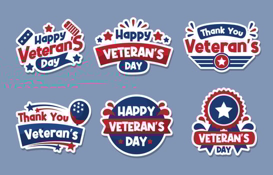 Veteran Day Sticker Set vector