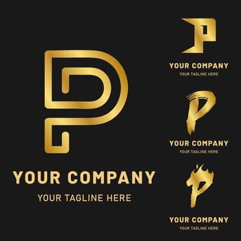Golden Letter P Logo Collection vector