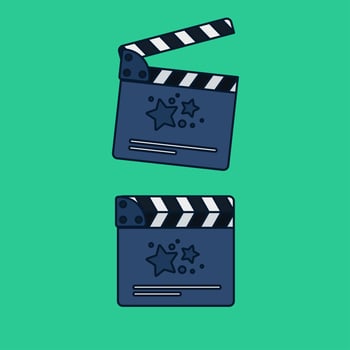 Flat movie clapperboard vector