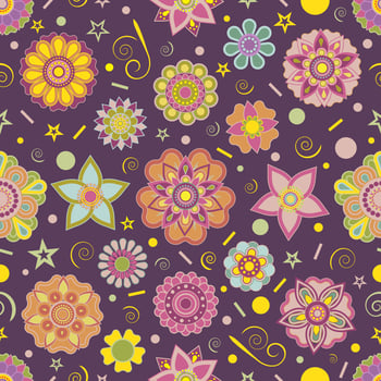 Colorful dreamy motif flower seamless vector pattern design