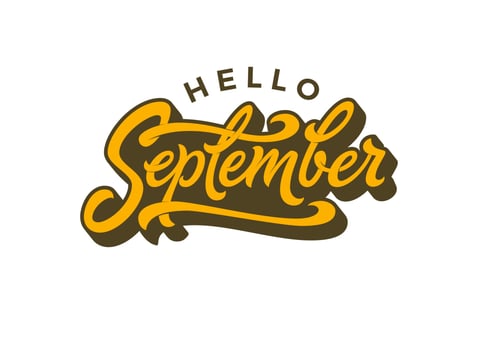 Hello September typography on a white isolated background. vector