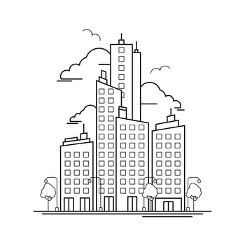City Building Outline Design for Drawing Book Style one vector