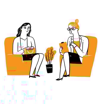 A doctor or counselor is talking to someone who has a problem vector