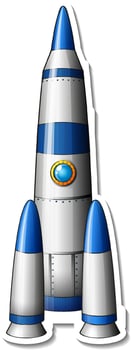 A sticker template with Rocket Space Cartoon isolated vector