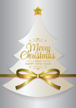 merry christmas white christmas tree with bow art vector