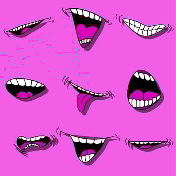 Mouth with tongue cartoon vector set isolated emoticon for fun