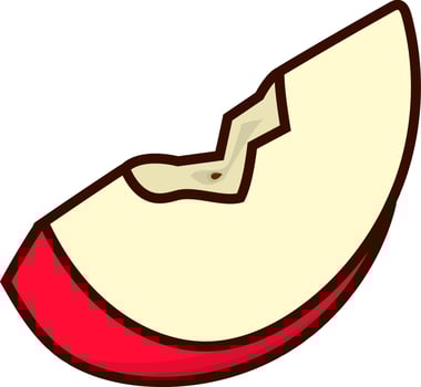 Red simple apple illustration. sliced bitten apple fruit for healthy vector