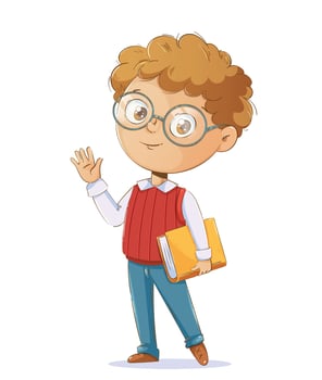 Cheerful schoolboy with a book vector