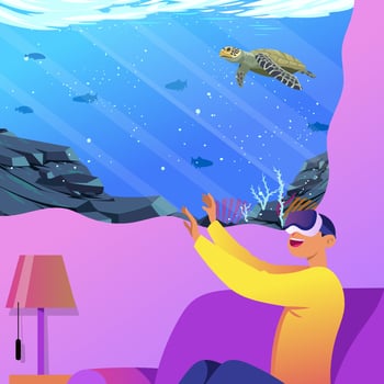 Virtual Reality under The Sea vector