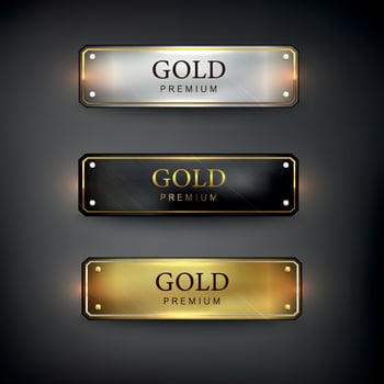 Metallic web button set vector