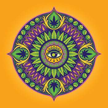 Cannabis Leaf Mandala Psychedelic illustrations vector