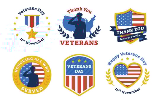 Veterans Day Sticker Set vector
