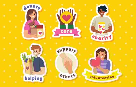 Humanitarian Sticker Set vector