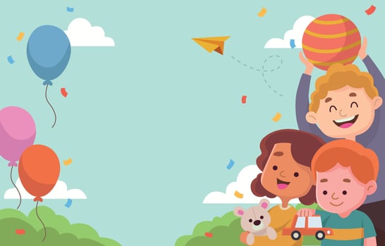 Boys and Girl on Blue Sky Background vector
