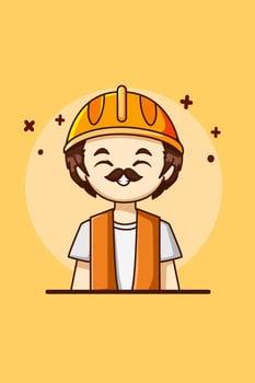 Male construction worker labor day cartoon illustration vector