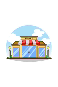Market store icon cartoon illustration vector