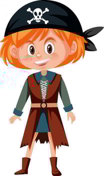 Pirate concept with a girl in pirate costume vector