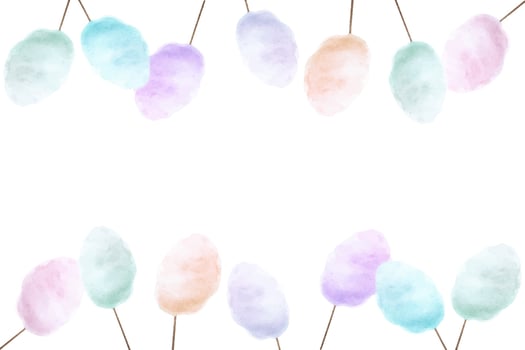 Colorful Cotton candies - watercolor painting. vector