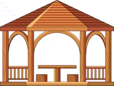 Wooden gazebo isolated on white background vector