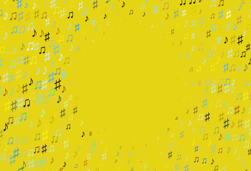 Light Blue, Yellow vector texture with musical notes.