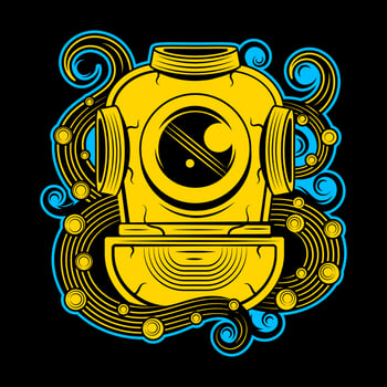Vintage diving suit with octopus. vector