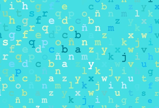 Light blue, yellow vector pattern with ABC symbols.