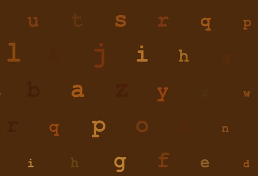 Dark yellow, orange vector cover with english symbols.