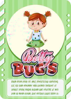 Character game card template with word Betty Bugs vector