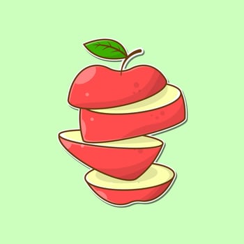 red apple slices vector