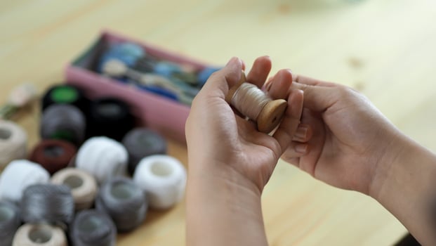 Embroider sewing by hand photo