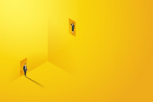 Business different inequal career opportunities between man woman. vector