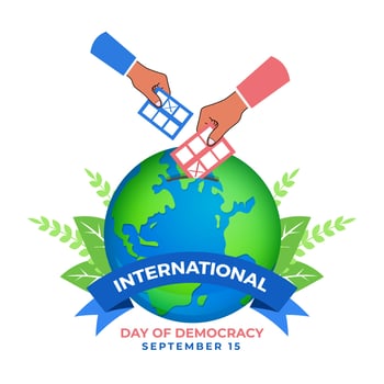 International democracy day loading paper  trees around the world vector