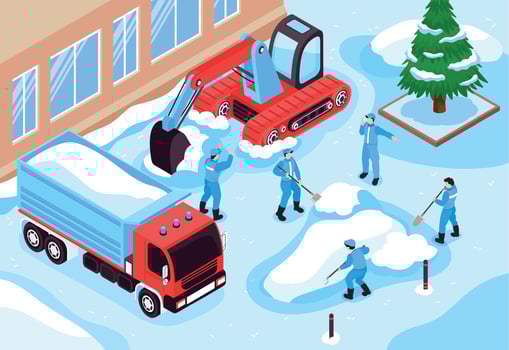Snow Cleaning Isometric Composition vector