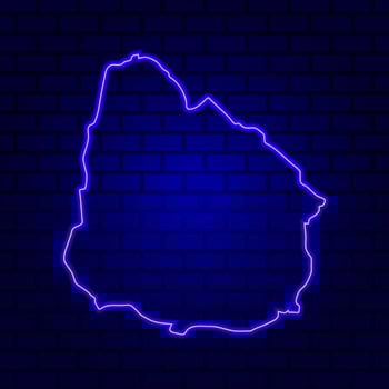 Uruguay glowing neon sign on brick wall background photo