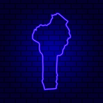 Benin glowing neon sign on brick wall background photo