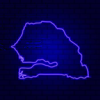 Senegal glowing neon sign on brick wall background photo