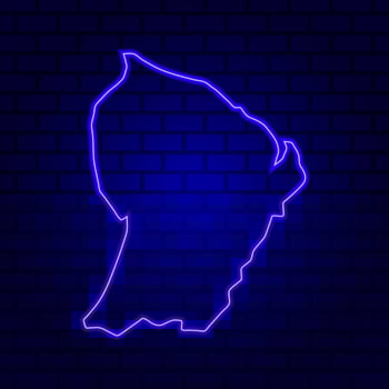 French Guiana glowing neon sign on brick wall background photo