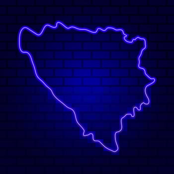 Bosnia and Herzegovina glowing neon sign on brick wall background photo