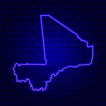 Mali glowing neon sign on brick wall background photo