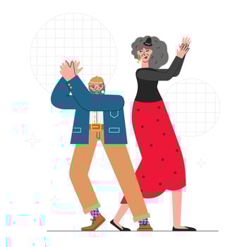 Happy seniors dancing flamenco at celebration party vector