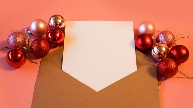 Blank sheet of paper for notes, kraft paper envelope photo