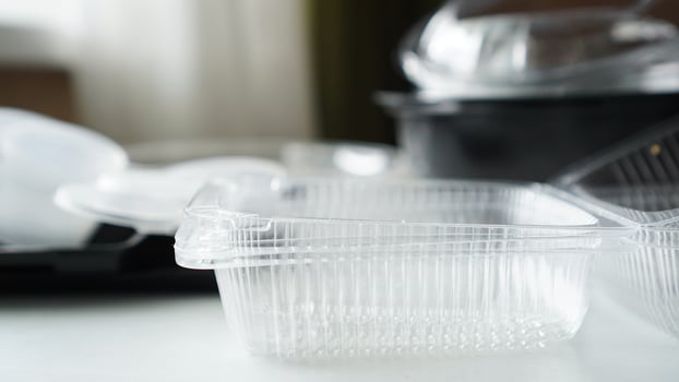 Black and white Plastic food containers photo