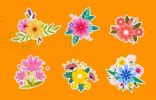 Floral Stickers Elements vector